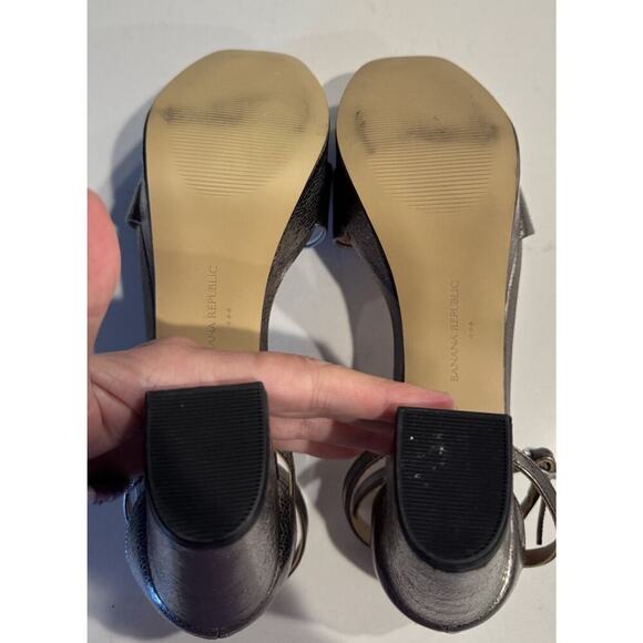 Banana Republic Women's Size 8 Pewter Metallic Leather Platform Heels - Picture 6 of 13